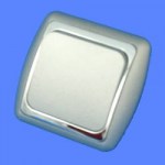 Выключатель 1 клавишный скрытой проводки С16-002 металлик/серебр рамка Дельта